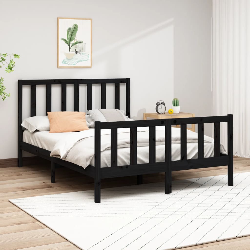 Zwart bedframe van massief grenenhout - 140x200 cm, comfortabel en stijlvol Bedden & bedframes | Creëer jouw Trendy Thuis | Gratis bezorgd & Retour | Trendy.nl
