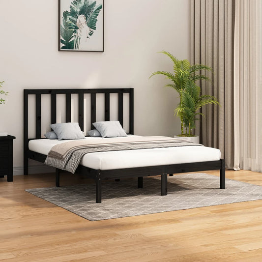 Zwart bedframe van massief hout - 140x200 cm - Stijlvol en duurzaam Bedden & bedframes | Creëer jouw Trendy Thuis | Gratis bezorgd & Retour | Trendy.nl