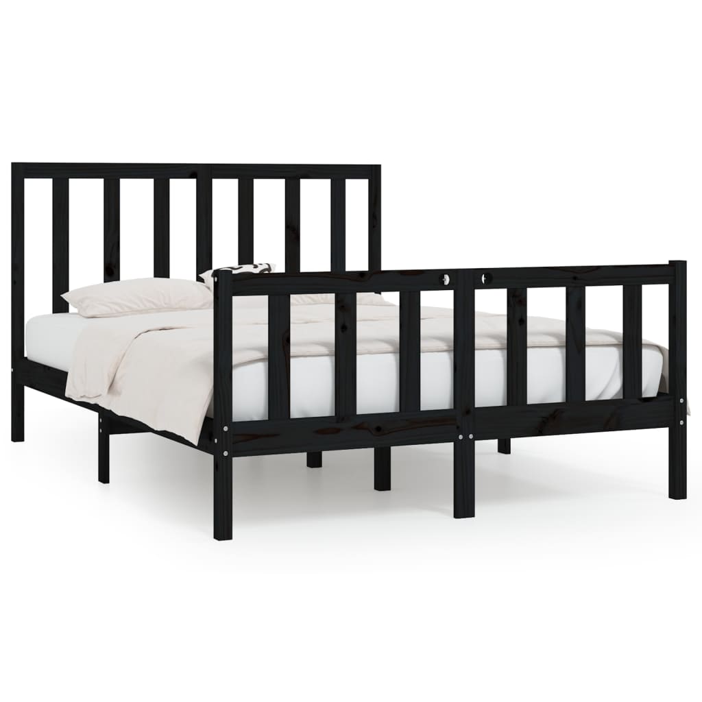 Modern bedframe van massief hout - elegant zwart design - 140x200 cm Bedden & bedframes | Creëer jouw Trendy Thuis | Gratis bezorgd & Retour | Trendy.nl
