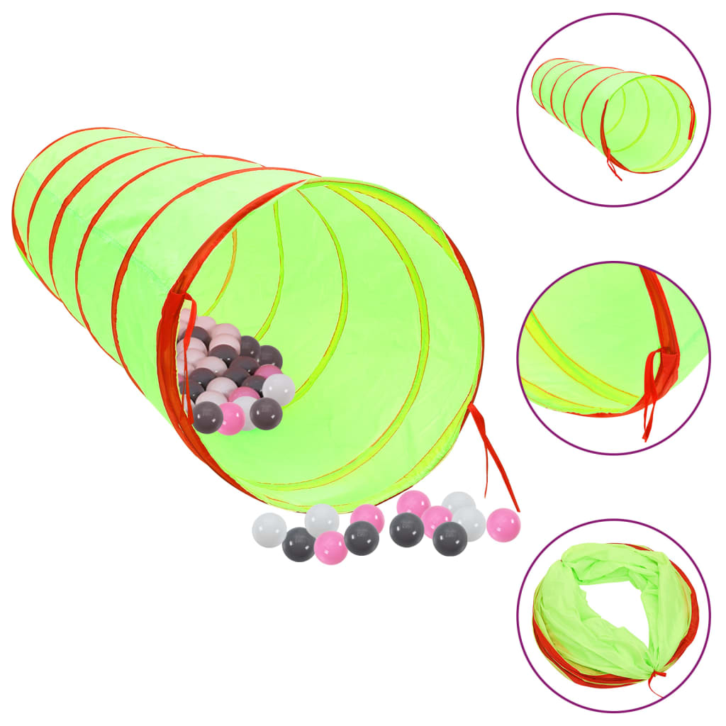 Kinderspeeltunnel met 250 ballen 175 cm polyester groen Speeltenten & -tunnels | Creëer jouw Trendy Thuis | Gratis bezorgd & Retour | Trendy.nl