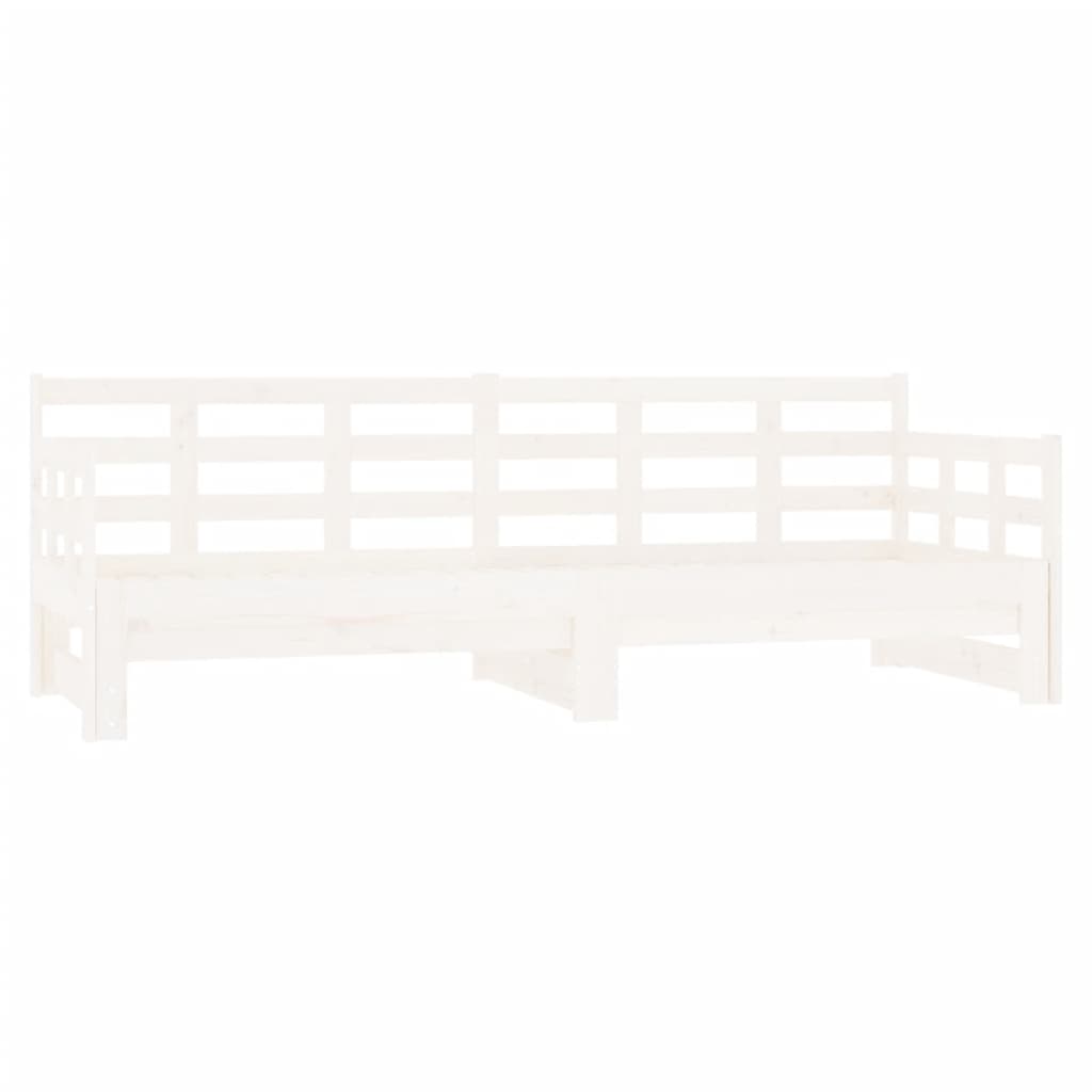 Slaapbank uitschuifbaar massief grenenhout wit 2x(90x200) cm