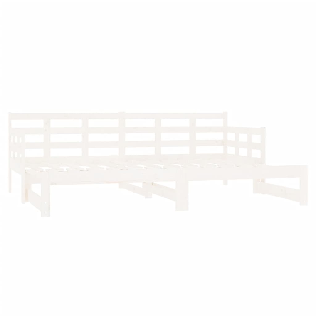 Slaapbank uitschuifbaar massief grenenhout wit 2x(90x200) cm