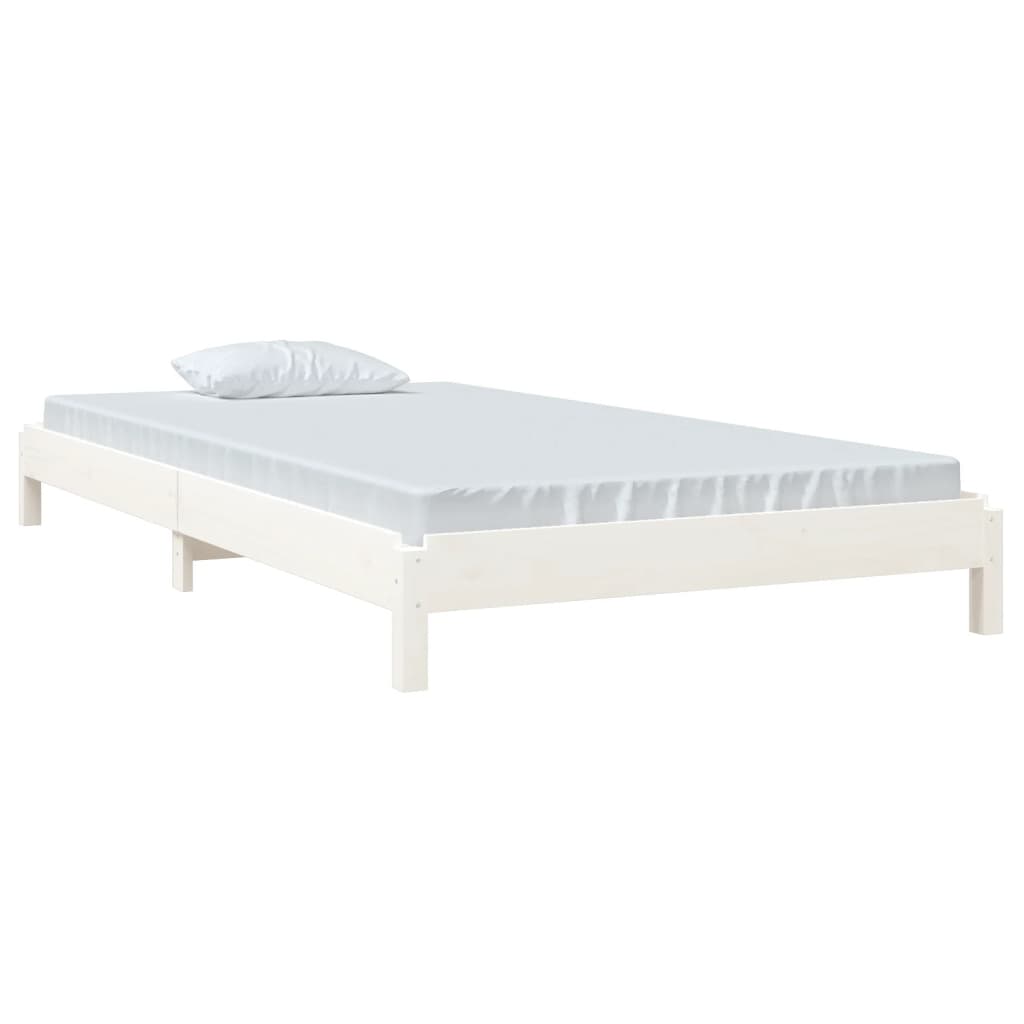 Bed stapelbaar 90x200 cm massief grenenhout wit
