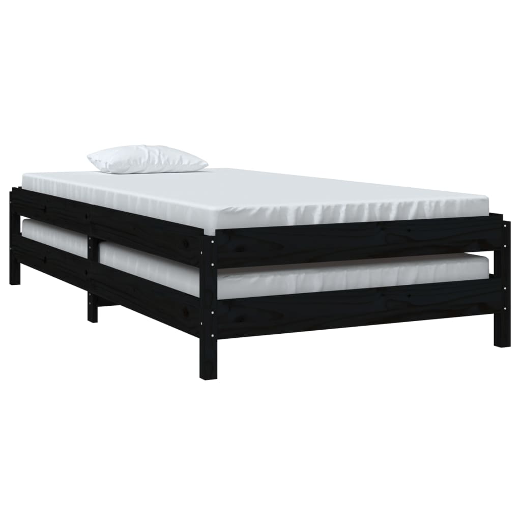 Bed stapelbaar 90x200 cm massief grenenhout zwart Bedden & bedframes | Creëer jouw Trendy Thuis | Gratis bezorgd & Retour | Trendy.nl