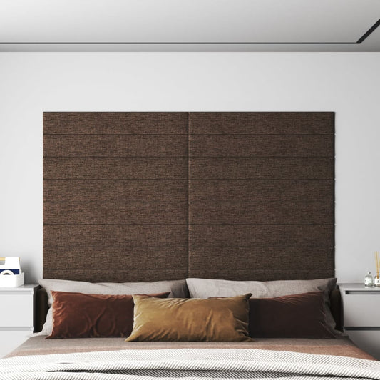 Wandpanelen 12 st 1,62 m² 90x15 cm stof bruin Wandpanelen | Creëer jouw Trendy Thuis | Gratis bezorgd & Retour | Trendy.nl