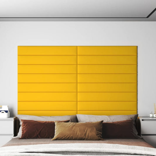 Wandpanelen 12 st 1,62 m² 90x15 cm fluweel geel Wandpanelen | Creëer jouw Trendy Thuis | Gratis bezorgd & Retour | Trendy.nl