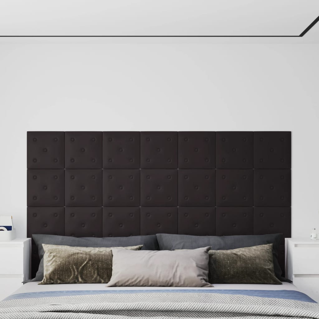 Wandpanelen 12 st 1,08 m² 30x30 cm kunstleer zwart Wandpanelen | Creëer jouw Trendy Thuis | Gratis bezorgd & Retour | Trendy.nl