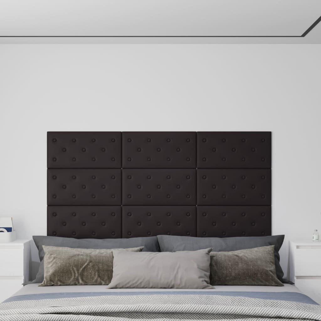 Wandpanelen 12 st 2,16 m² 60x30 cm kunstleer zwart Wandpanelen | Creëer jouw Trendy Thuis | Gratis bezorgd & Retour | Trendy.nl