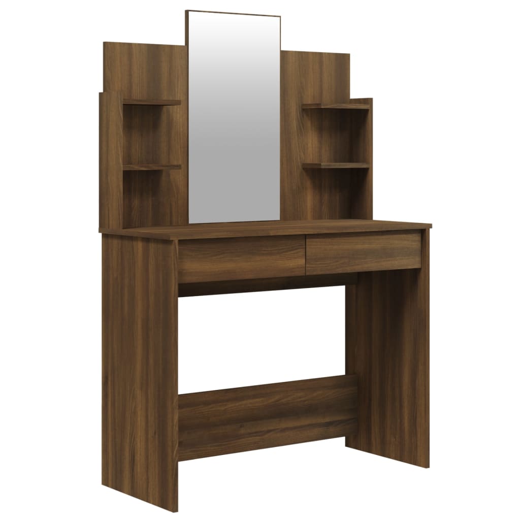 "Elegante houten kaptafel met spiegel - warme bruineikenkleur - 96x40x142 cm" Slaapkamerkaptafels | Creëer jouw Trendy Thuis | Gratis bezorgd & Retour | Trendy.nl