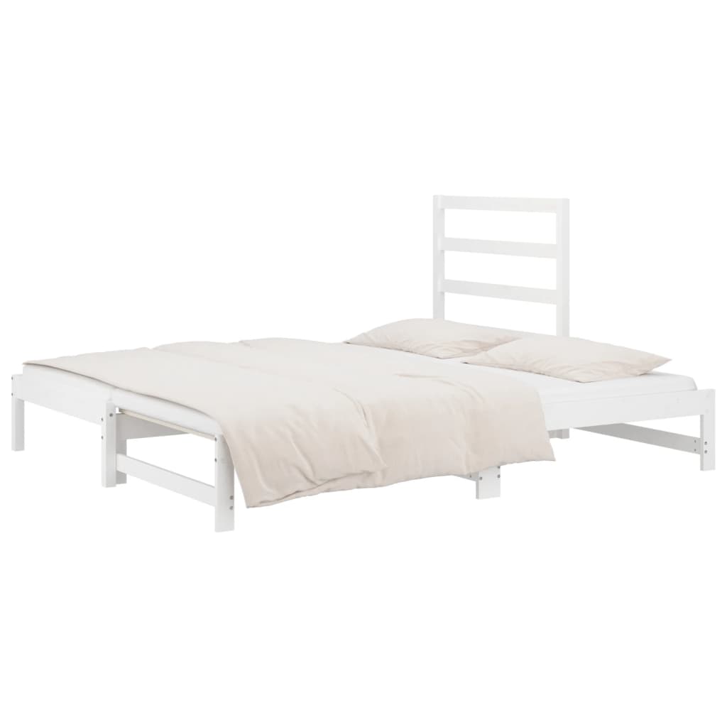 Slaapbank uitschuifbaar massief grenenhout wit 2x(90x190) cm Bedden & bedframes | Creëer jouw Trendy Thuis | Gratis bezorgd & Retour | Trendy.nl