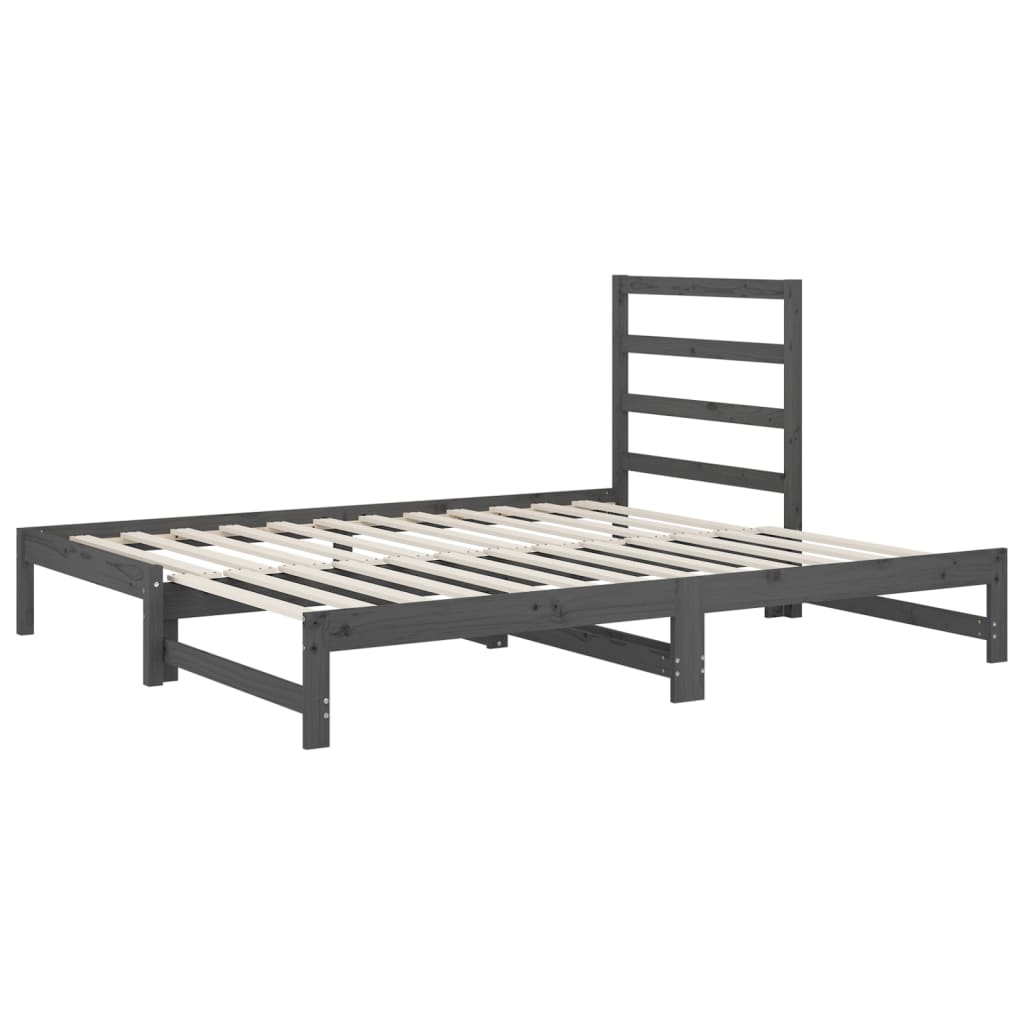 Slaapbank uitschuifbaar massief grenenhout grijs 2x(90x190) cm Bedden & bedframes | Creëer jouw Trendy Thuis | Gratis bezorgd & Retour | Trendy.nl