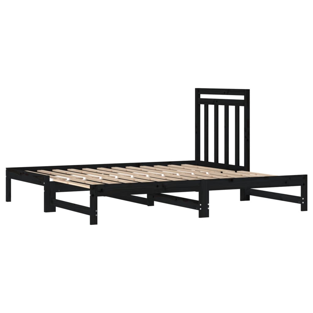 Slaapbank uitschuifbaar massief grenenhout zwart 2x(90x190) cm Bedden & bedframes | Creëer jouw Trendy Thuis | Gratis bezorgd & Retour | Trendy.nl