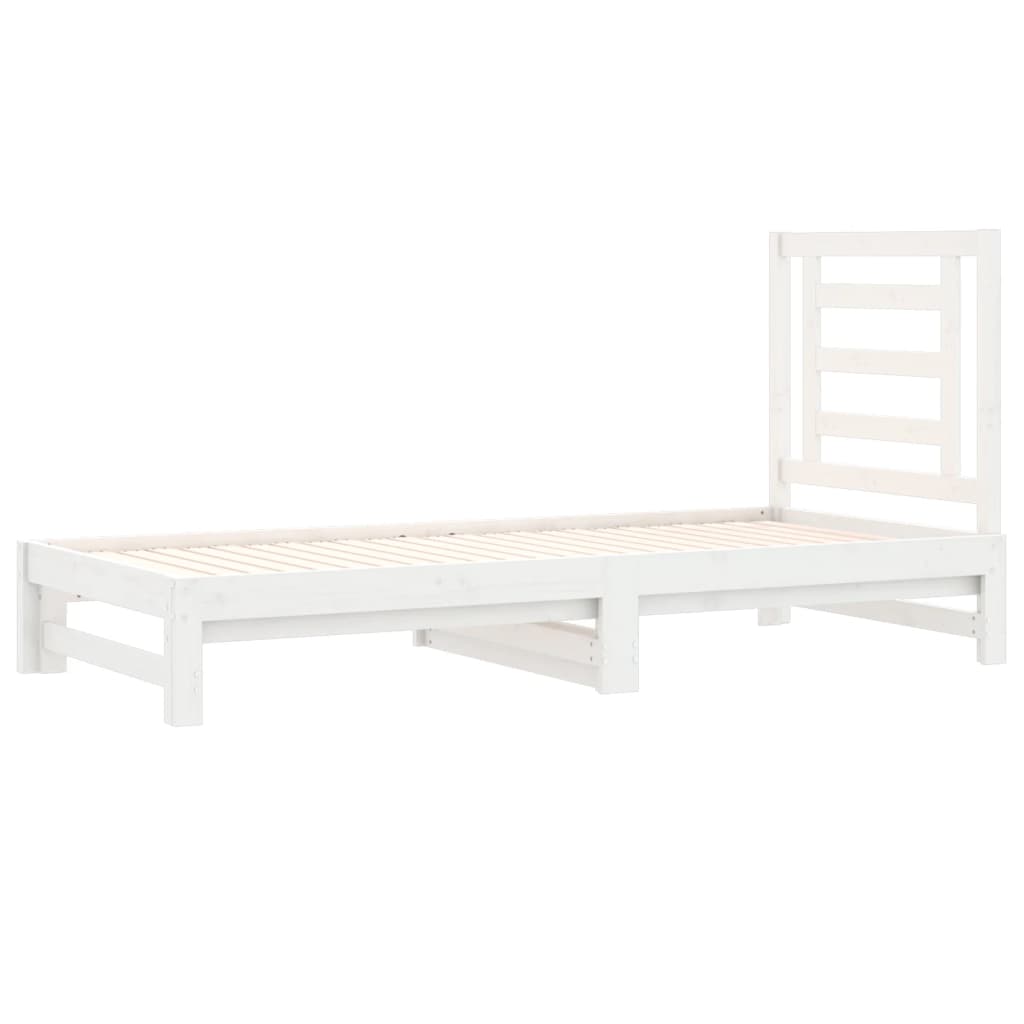 Slaapbank uitschuifbaar massief grenenhout wit 2x(90x190) cm Bedden & bedframes | Creëer jouw Trendy Thuis | Gratis bezorgd & Retour | Trendy.nl