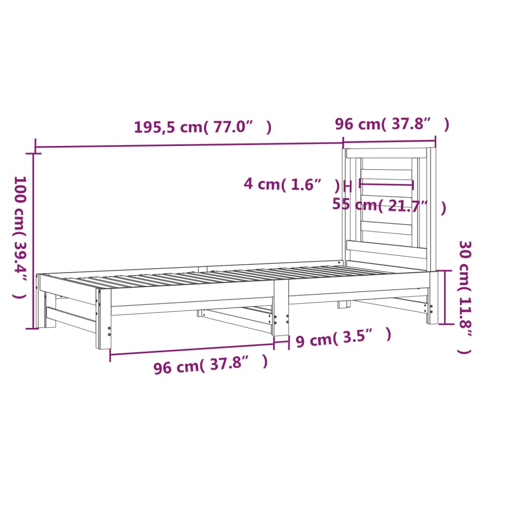 Slaapbank uitschuifbaar massief grenenhout zwart 2x(90x190) cm Bedden & bedframes | Creëer jouw Trendy Thuis | Gratis bezorgd & Retour | Trendy.nl