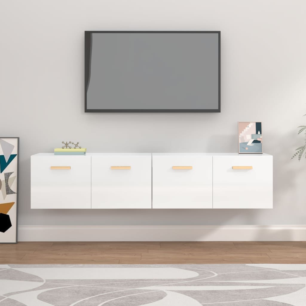 Wandkasten 2 st 80x35x36,5 cm bewerkt hout hoogglans wit Opbergkasten & lockerkasten | Creëer jouw Trendy Thuis | Gratis bezorgd & Retour | Trendy.nl
