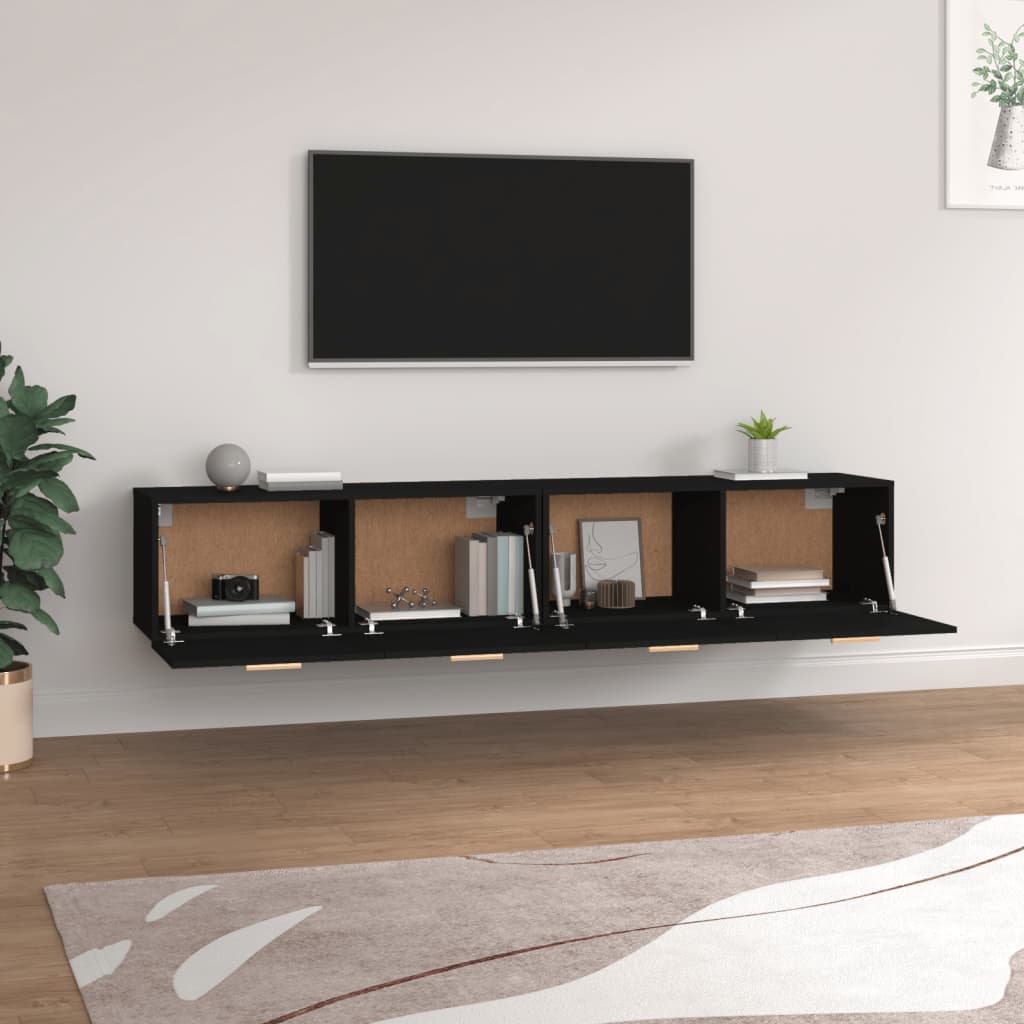 Wandkasten 2 st 100x36,5x35 cm bewerkt hout zwart Opbergkasten & lockerkasten | Creëer jouw Trendy Thuis | Gratis bezorgd & Retour | Trendy.nl