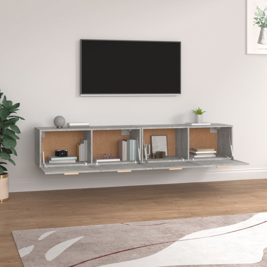 Wandkasten 2 st 100x36,5x35 cm bewerkt hout betongrijs Opbergkasten & lockerkasten | Creëer jouw Trendy Thuis | Gratis bezorgd & Retour | Trendy.nl
