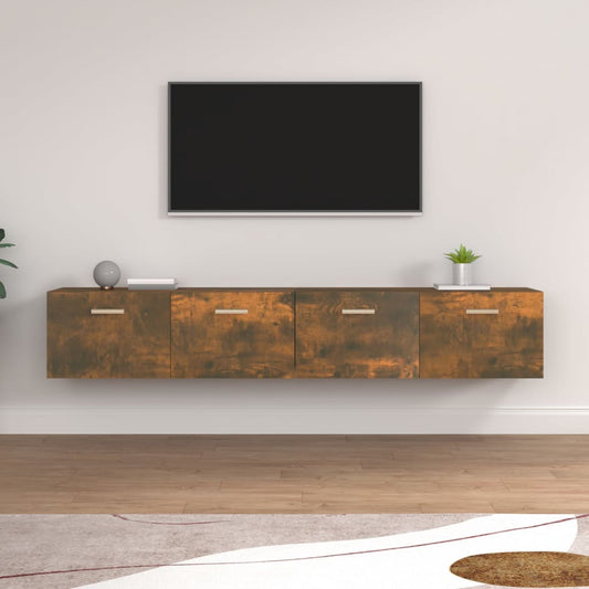 Wandkasten 2 st 100x36,5x35cm bewerkt hout gerookt eikenkleurig Opbergkasten & lockerkasten | Creëer jouw Trendy Thuis | Gratis bezorgd & Retour | Trendy.nl