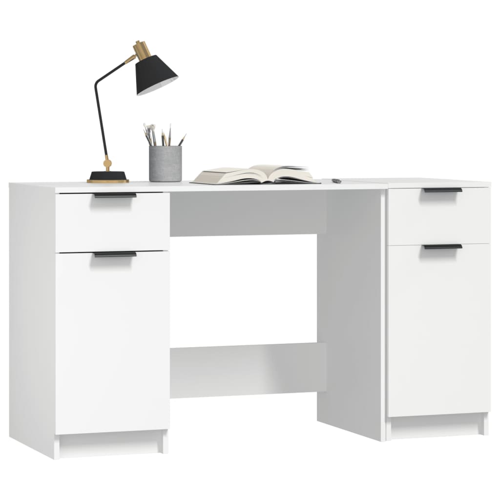 "Houten wit bureau met bijzetkast - Stijlvol en praktisch" Bureaus | Creëer jouw Trendy Thuis | Gratis bezorgd & Retour | Trendy.nl