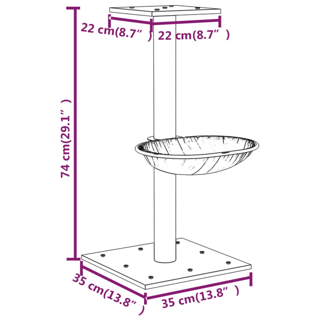 Kattenmeubel met sisal krabpaal 74 cm crèmekleurig Kattenmeubels | Creëer jouw Trendy Thuis | Gratis bezorgd & Retour | Trendy.nl