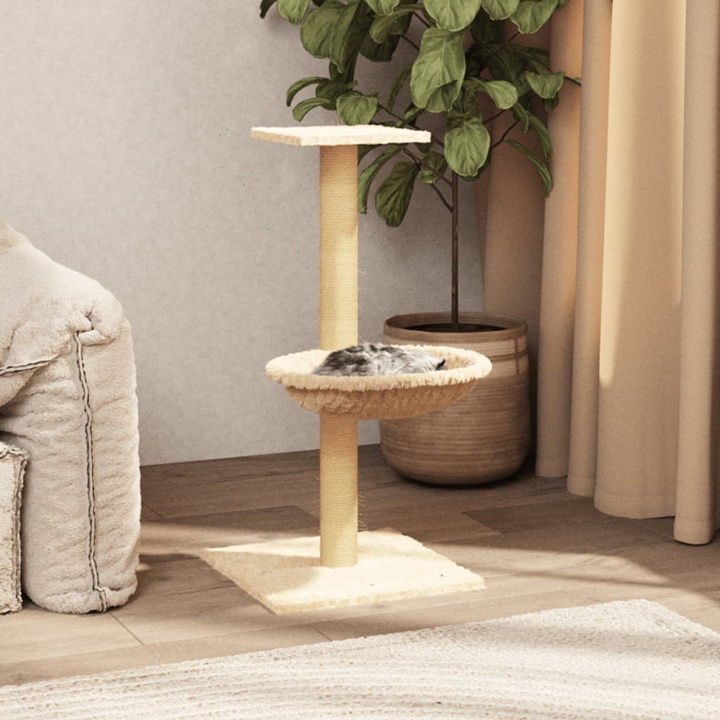 Kattenmeubel met sisal krabpaal 74 cm crèmekleurig Kattenmeubels | Creëer jouw Trendy Thuis | Gratis bezorgd & Retour | Trendy.nl