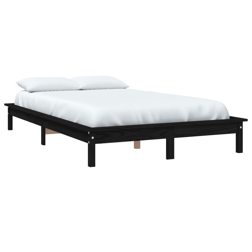 Bedframe massief grenenhout zwart 140x190 cm Bedden & bedframes | Creëer jouw Trendy Thuis | Gratis bezorgd & Retour | Trendy.nl