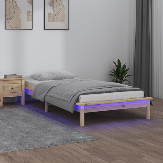 Bedframe LED massief hout 90x200 cm Bedden & bedframes | Creëer jouw Trendy Thuis | Gratis bezorgd & Retour | Trendy.nl