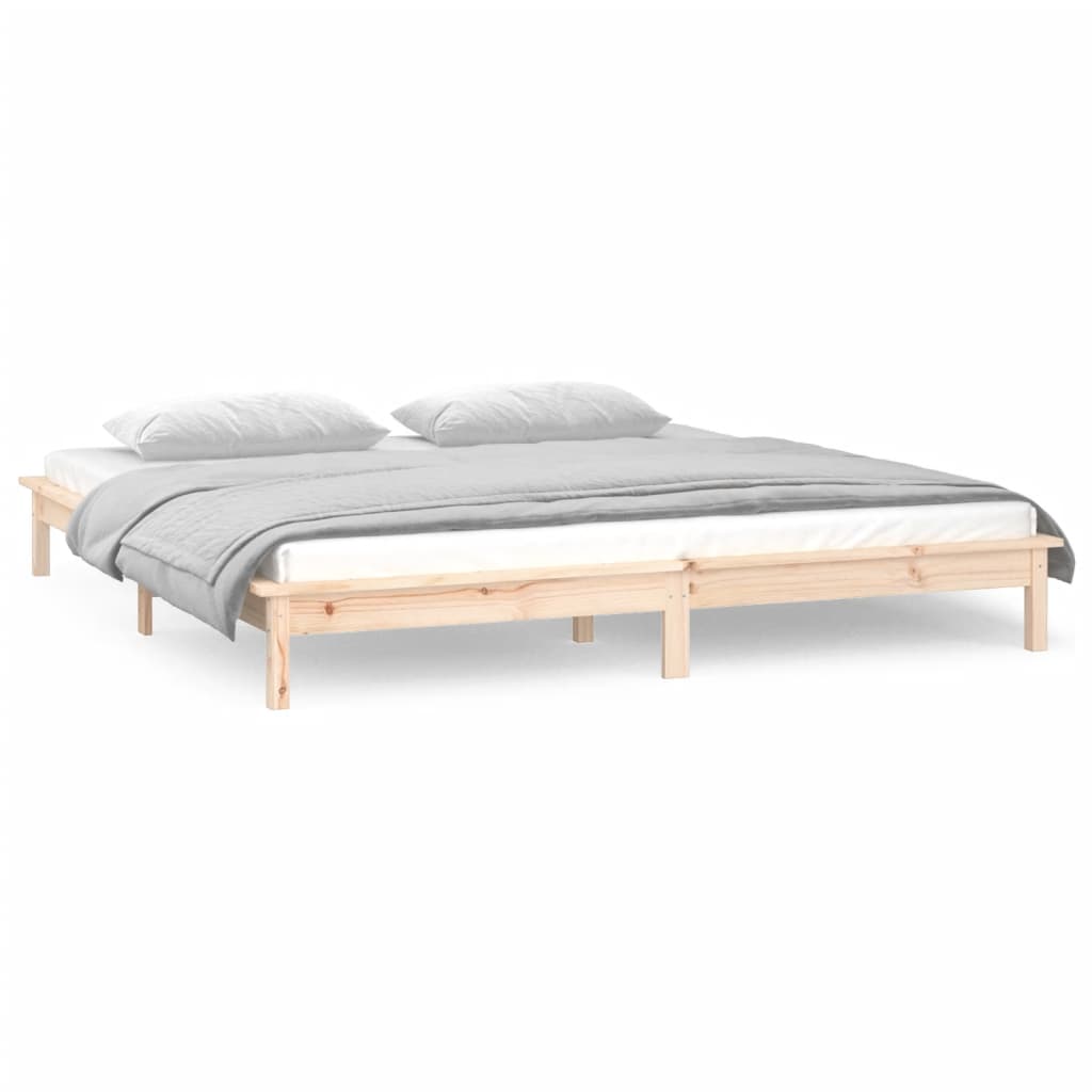 Bedframe LED massief hout 140x190 cm Bedden & bedframes | Creëer jouw Trendy Thuis | Gratis bezorgd & Retour | Trendy.nl