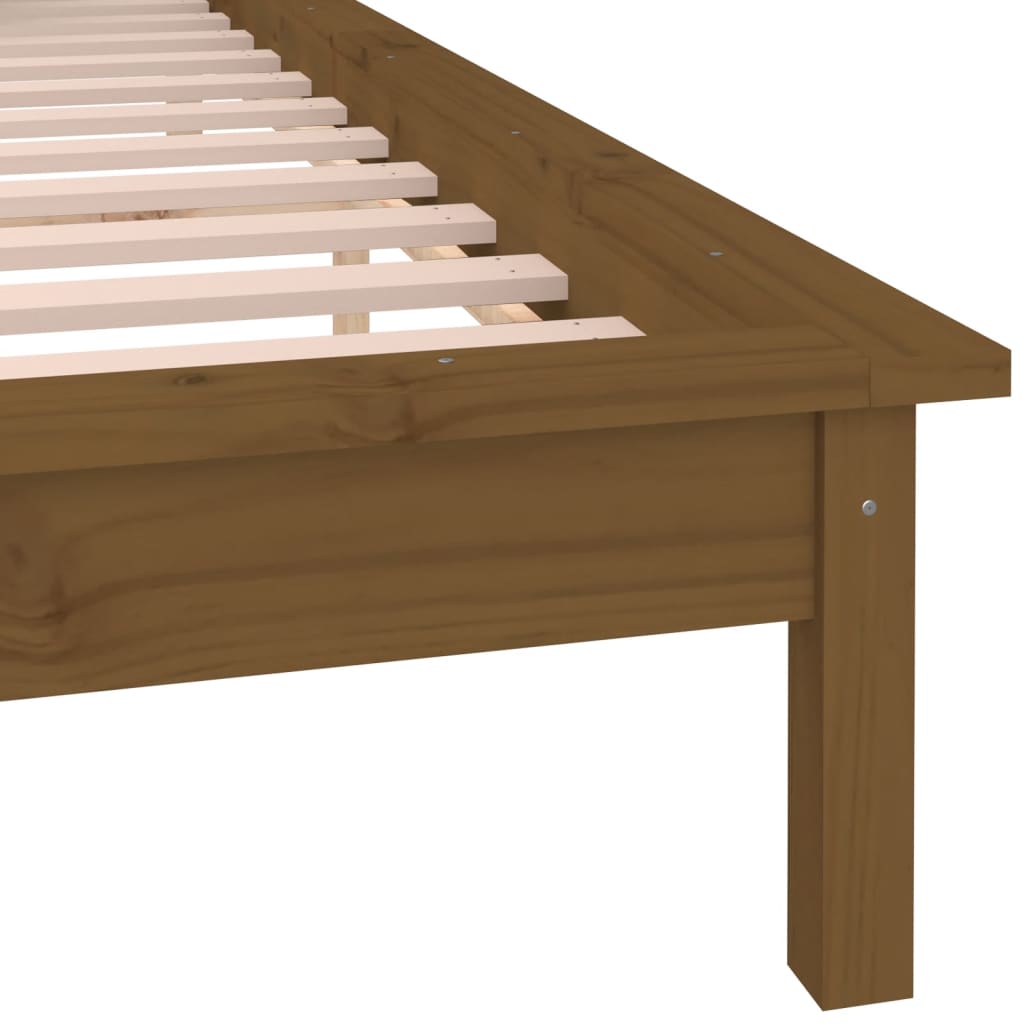 Bedframe LED massief hout honingbruin 140x190 cm Bedden & bedframes | Creëer jouw Trendy Thuis | Gratis bezorgd & Retour | Trendy.nl