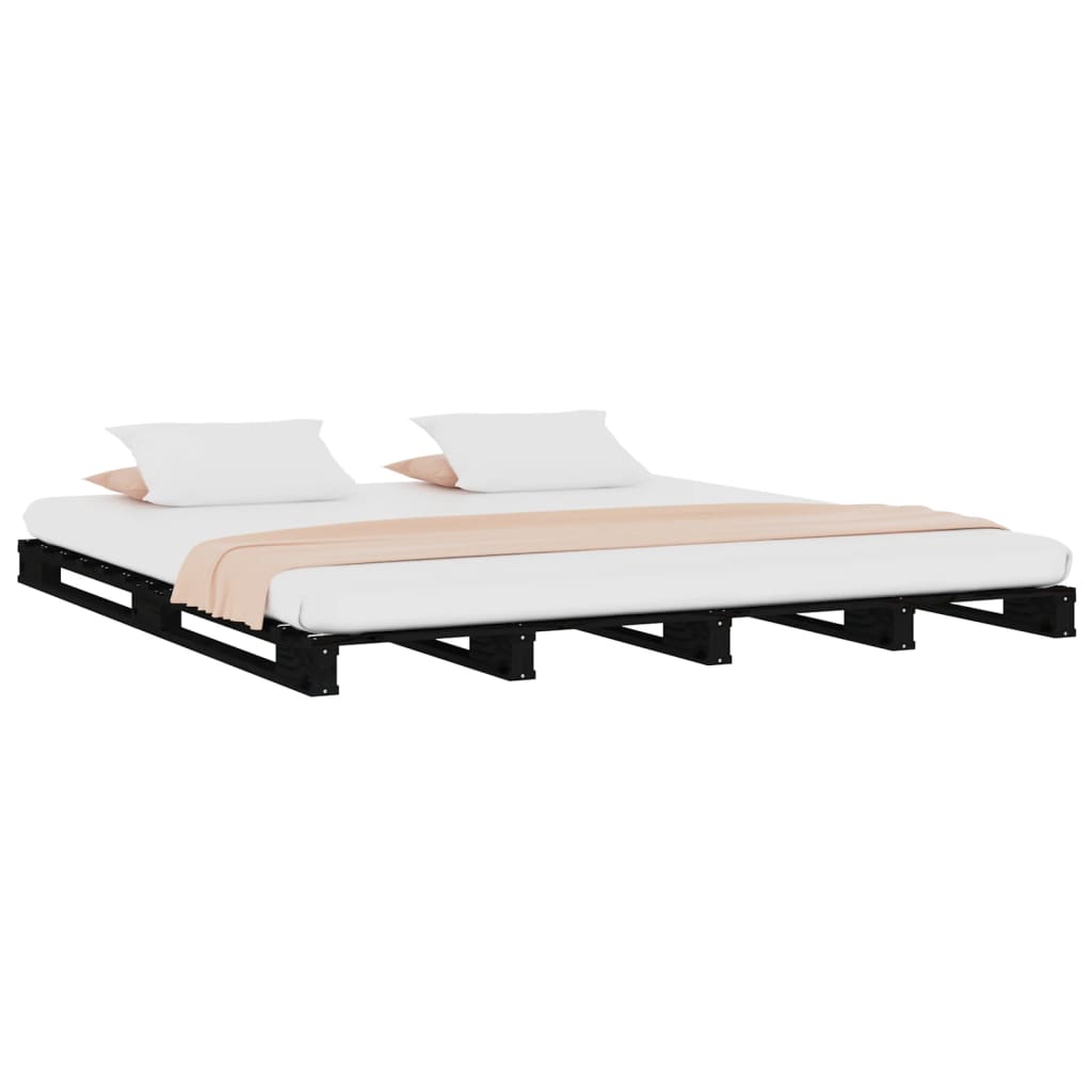 Palletbed massief grenenhout zwart 140x190 cm Bedden & bedframes | Creëer jouw Trendy Thuis | Gratis bezorgd & Retour | Trendy.nl