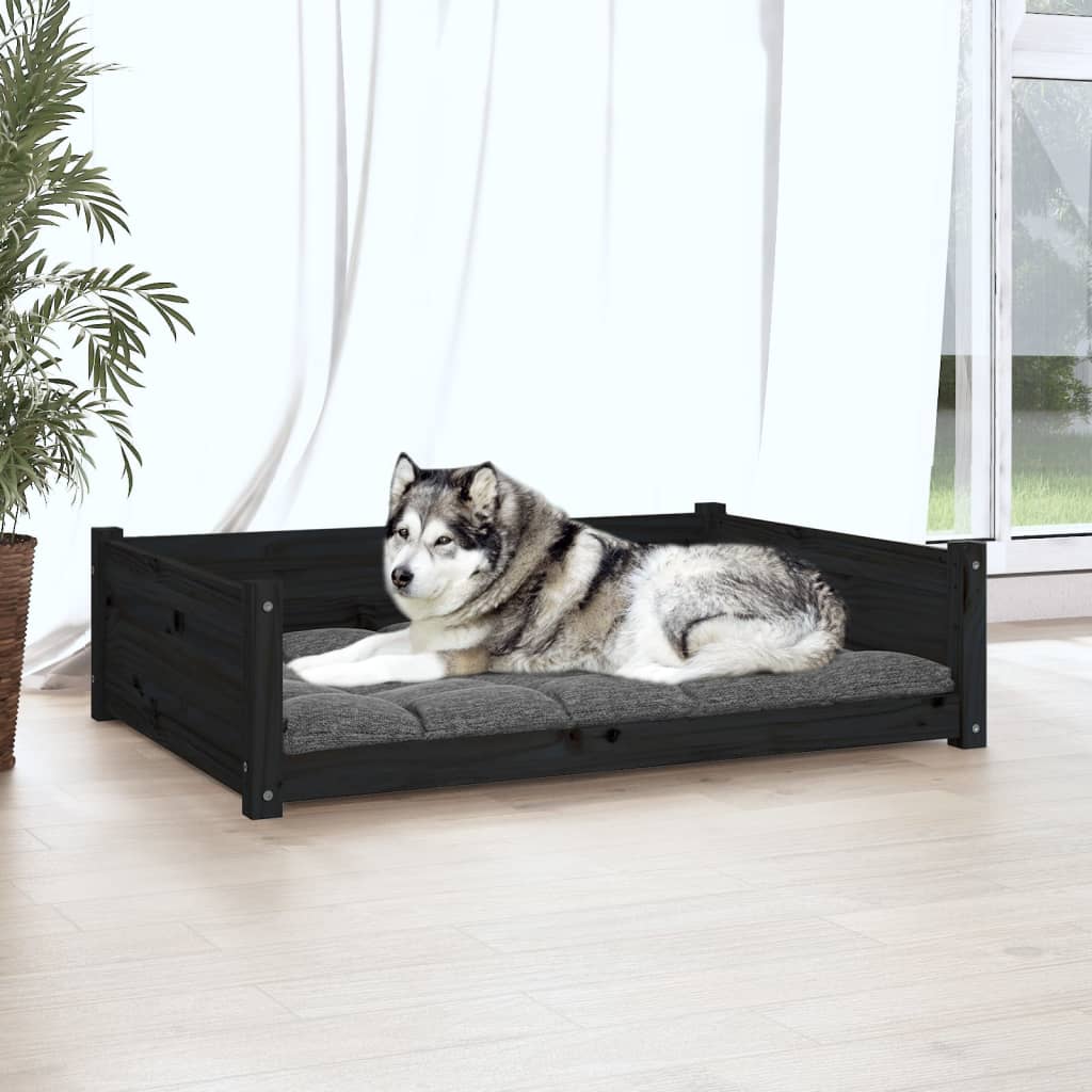 Hondenmand 105,5x75,5x28 cm massief grenenhout zwart Hondenmanden & -kussens | Creëer jouw Trendy Thuis | Gratis bezorgd & Retour | Trendy.nl