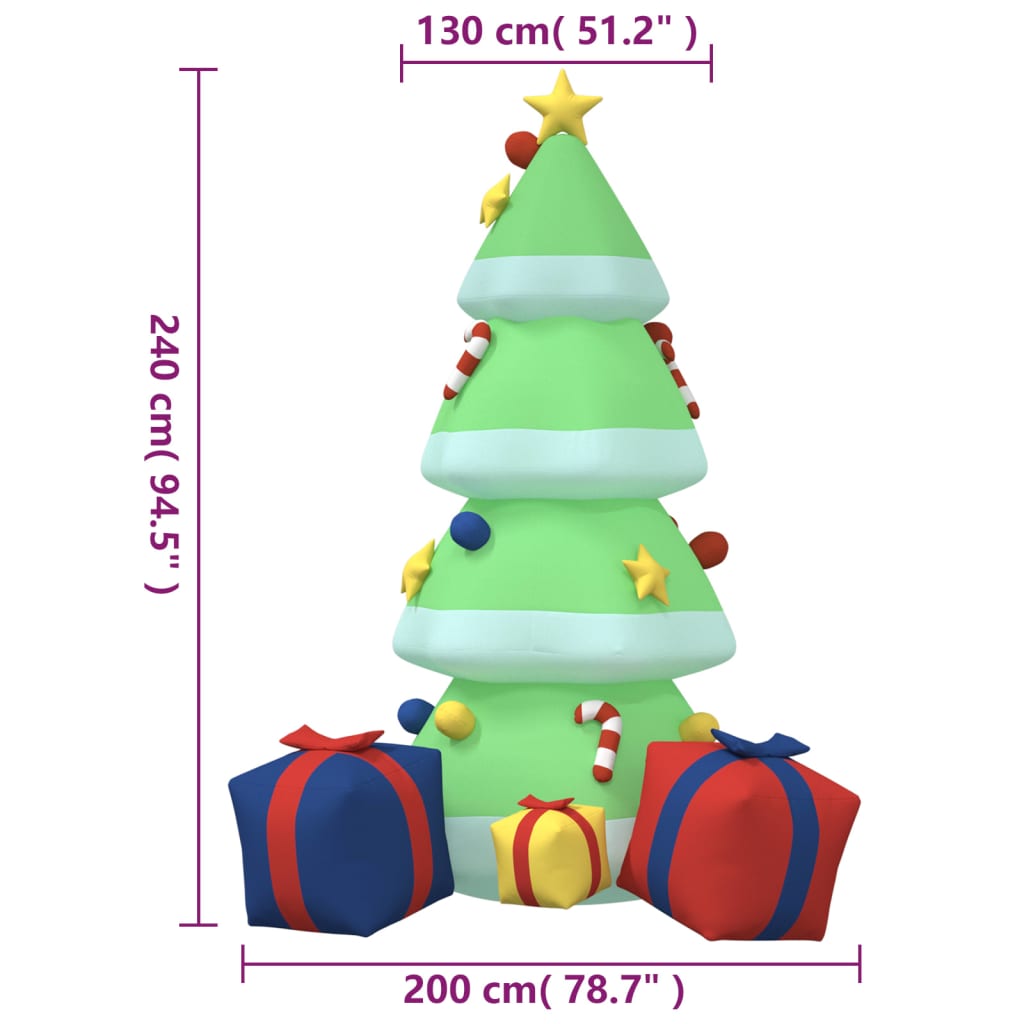 Kerstboom met LED's opblaasbaar 240 cm Kerstverlichting | Creëer jouw Trendy Thuis | Gratis bezorgd & Retour | Trendy.nl