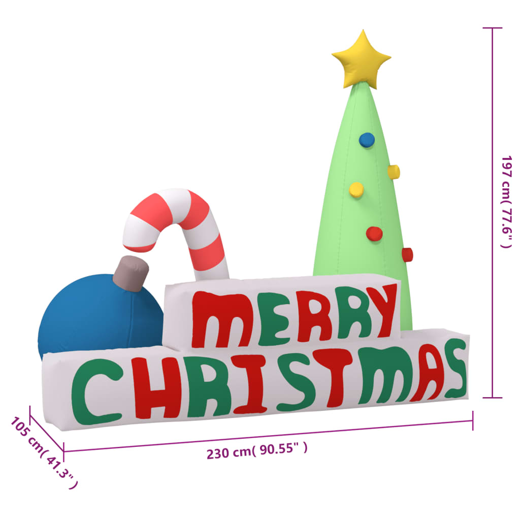 Decoratie "Merry Christmas" met LED's opblaasbaar 197 cm Kerstverlichting | Creëer jouw Trendy Thuis | Gratis bezorgd & Retour | Trendy.nl
