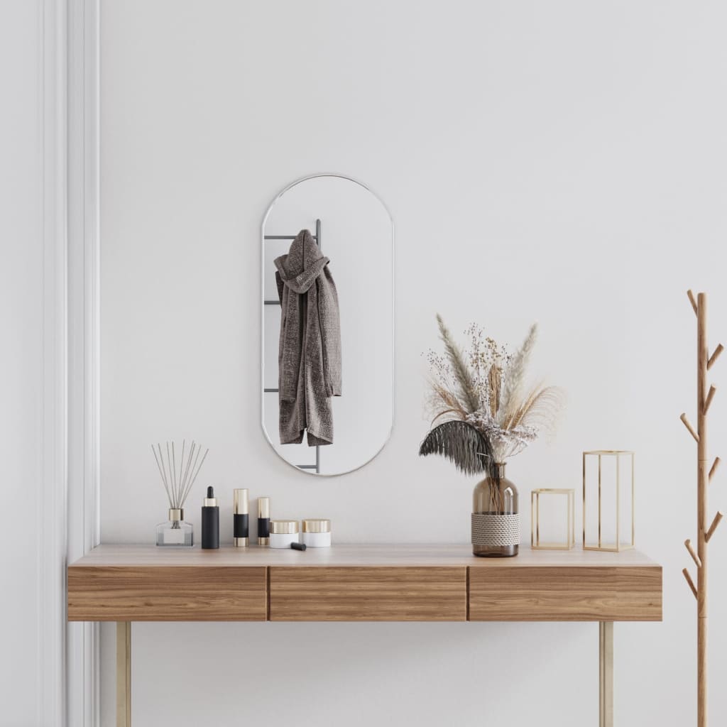 Wandspiegel 80x35 cm ovaal zilverkleurig Spiegels | Creëer jouw Trendy Thuis | Gratis bezorgd & Retour | Trendy.nl
