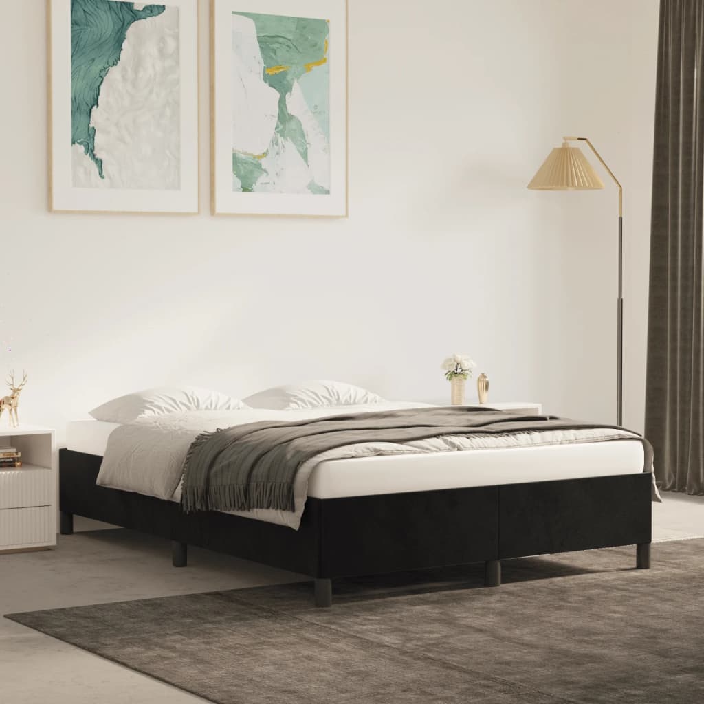 Bedframe fluweel zwart 140x200 cm Bedden & bedframes | Creëer jouw Trendy Thuis | Gratis bezorgd & Retour | Trendy.nl