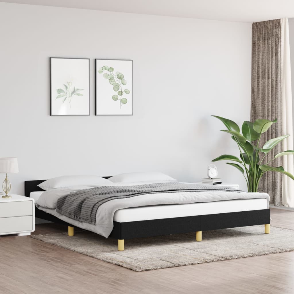 Bedframe met hoofdeinde stof zwart 180x200 cm Bedden & bedframes | Creëer jouw Trendy Thuis | Gratis bezorgd & Retour | Trendy.nl