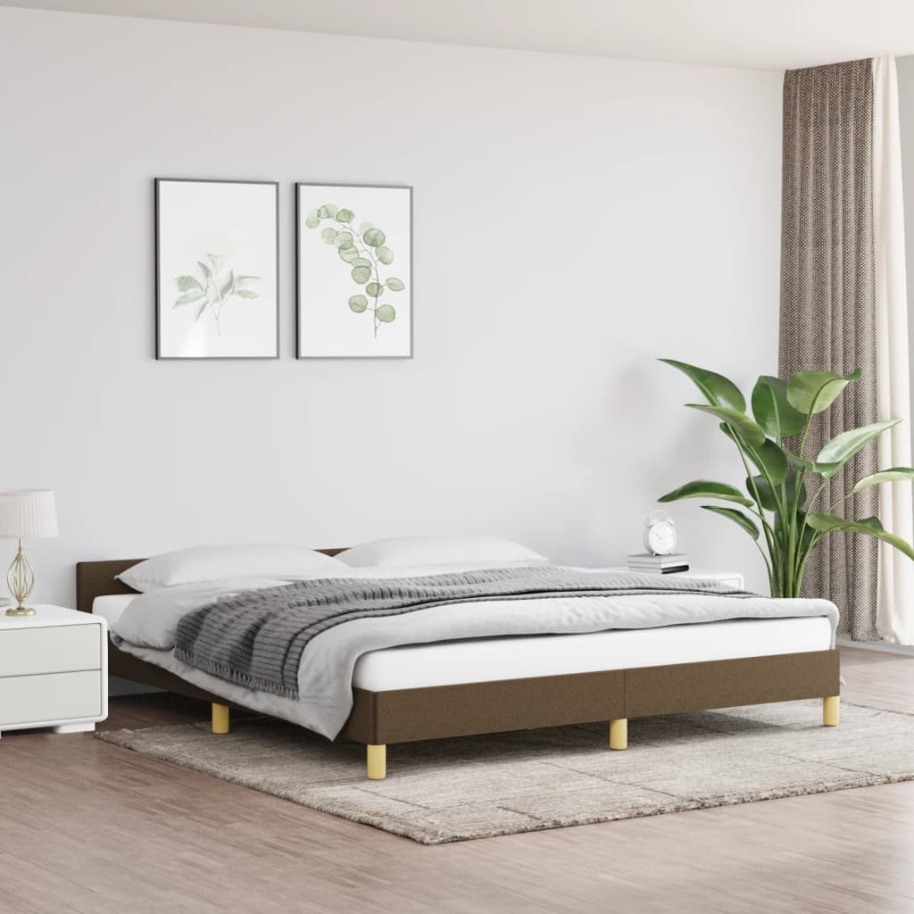 Bedframe met hoofdeinde stof donkerbruin 180x200 cm Bedden & bedframes | Creëer jouw Trendy Thuis | Gratis bezorgd & Retour | Trendy.nl