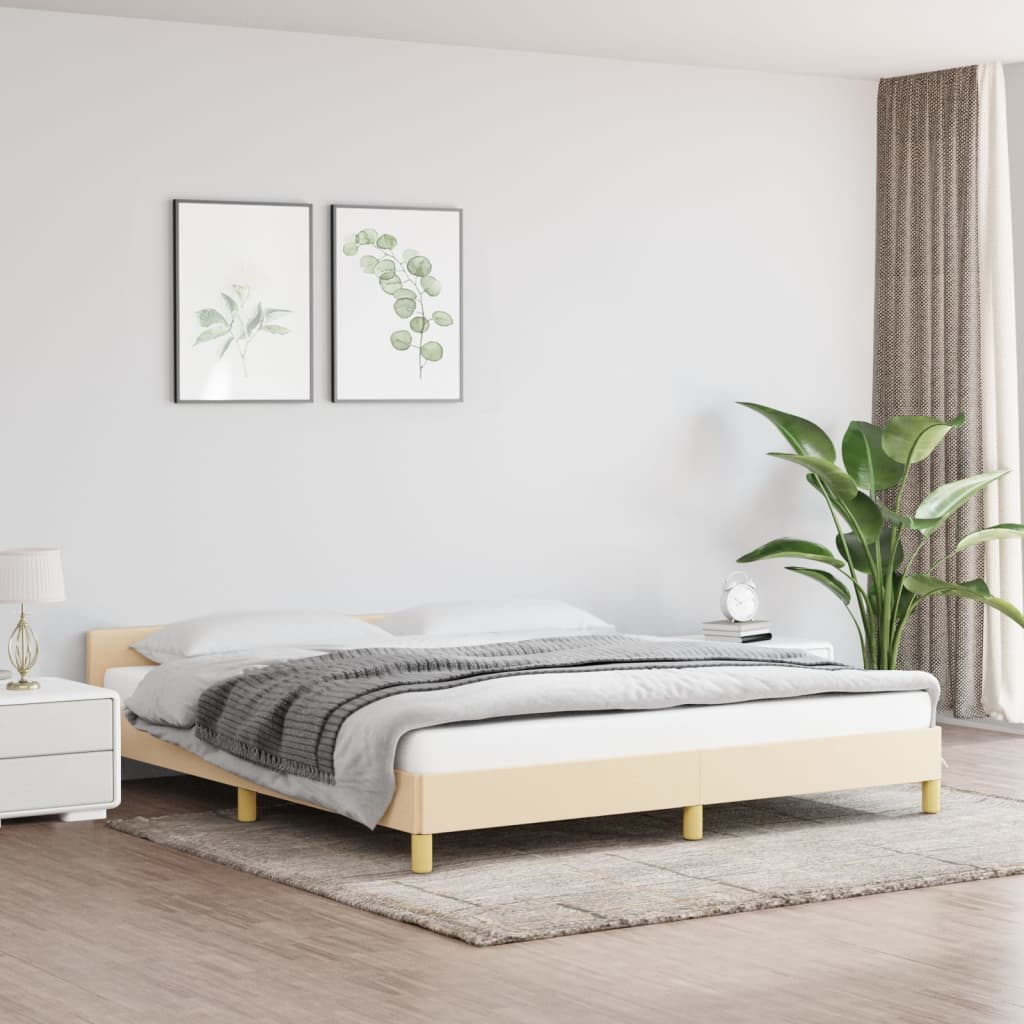 Bedframe met hoofdeinde stof crèmekleurig 180x200 cm Bedden & bedframes | Creëer jouw Trendy Thuis | Gratis bezorgd & Retour | Trendy.nl