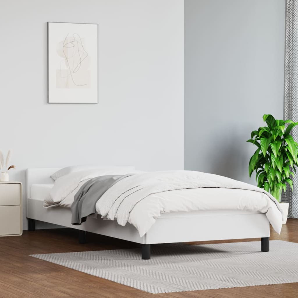 Bedframe met hoofdbord kunstleer wit 90x190 cm Bedden & bedframes | Creëer jouw Trendy Thuis | Gratis bezorgd & Retour | Trendy.nl