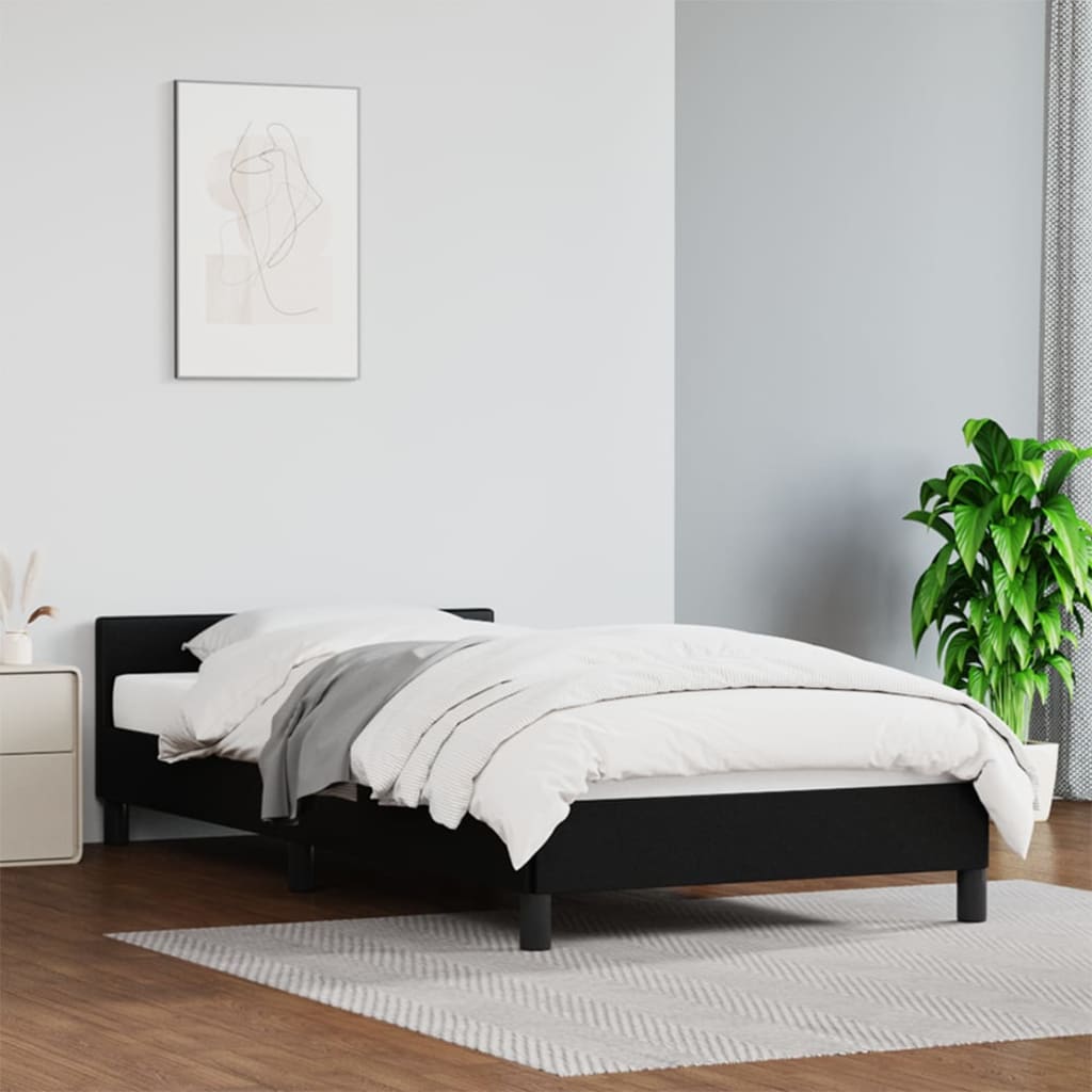Bedframe met hoofdbord kunstleer zwart 90x200 cm Bedden & bedframes | Creëer jouw Trendy Thuis | Gratis bezorgd & Retour | Trendy.nl