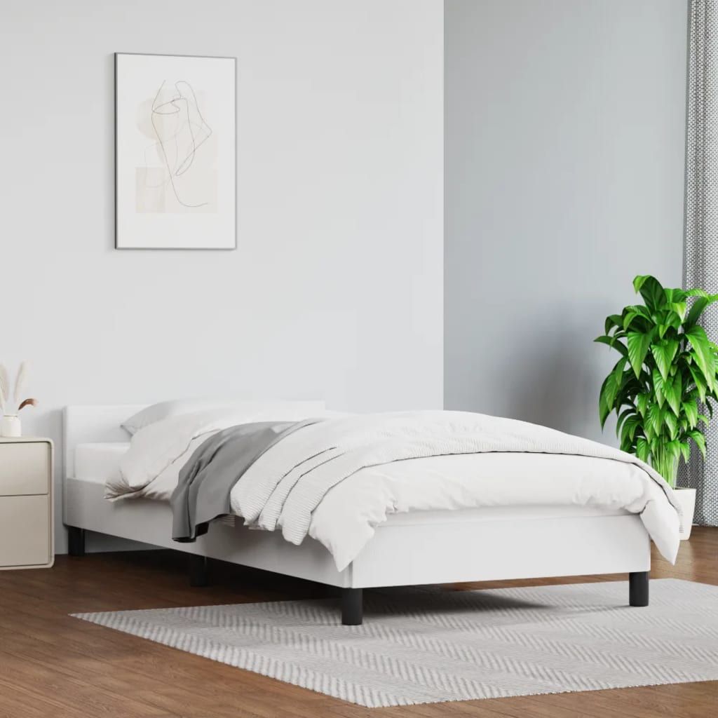 Bedframe met hoofdbord kunstleer wit 90x200 cm Bedden & bedframes | Creëer jouw Trendy Thuis | Gratis bezorgd & Retour | Trendy.nl