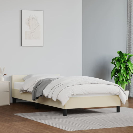 Bedframe met hoofdbord kunstleer crèmekleurig 90x200 cm Bedden & bedframes | Creëer jouw Trendy Thuis | Gratis bezorgd & Retour | Trendy.nl