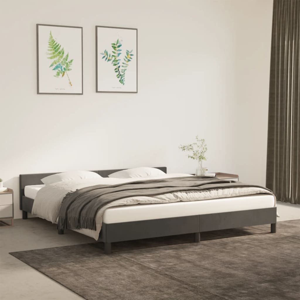 Bedframe met hoofdeinde fluweel donkergrijs 180x200 cm Bedden & bedframes | Creëer jouw Trendy Thuis | Gratis bezorgd & Retour | Trendy.nl