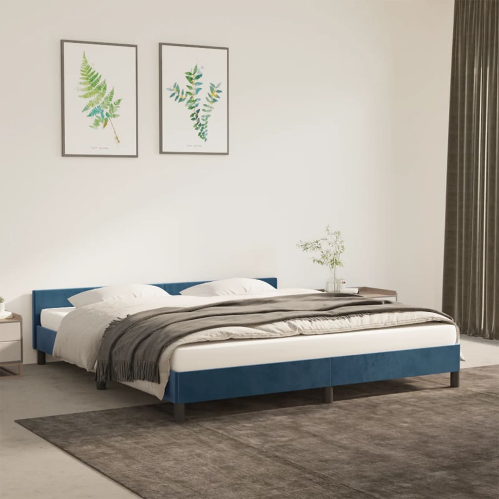 Bedframe met hoofdeinde fluweel donkerblauw 180x200 cm Bedden & bedframes | Creëer jouw Trendy Thuis | Gratis bezorgd & Retour | Trendy.nl