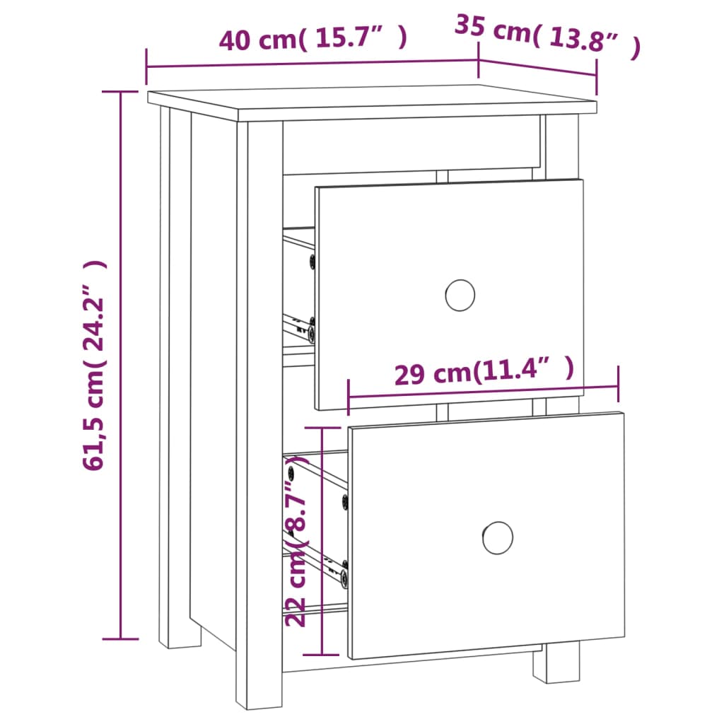 Nachtkastje 40x35x61,5 cm massief grenenhout grijs Nachtkastjes | Creëer jouw Trendy Thuis | Gratis bezorgd & Retour | Trendy.nl