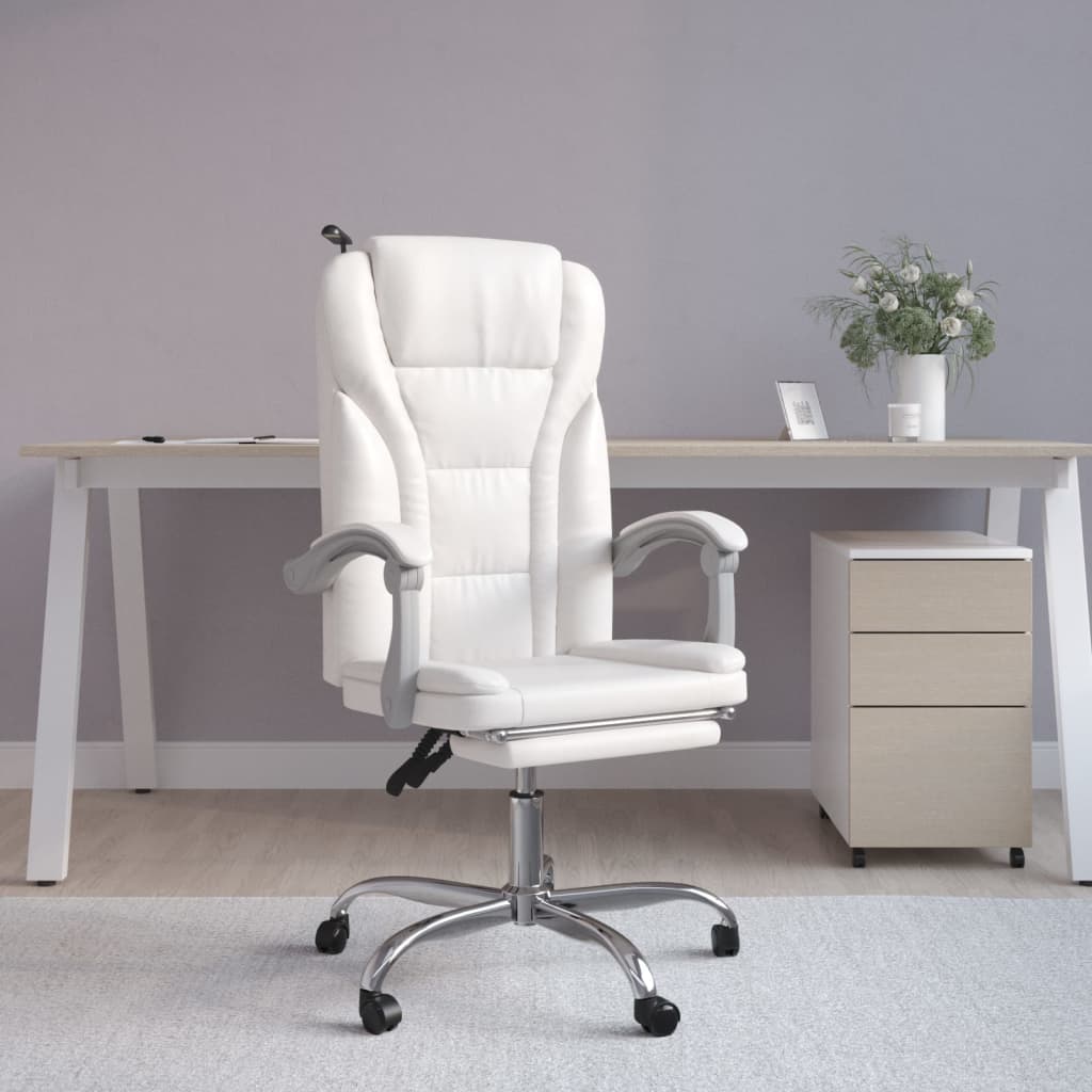 Kantoorstoel verstelbaar kuntsleer wit