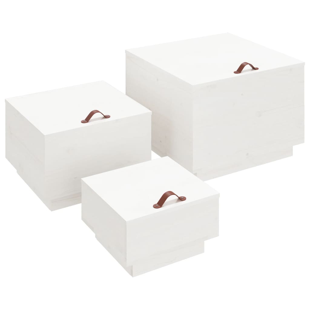 Opbergboxen met deksels 3 st massief grenenhout wit Opbergkasten & lockerkasten | Creëer jouw Trendy Thuis | Gratis bezorgd & Retour | Trendy.nl