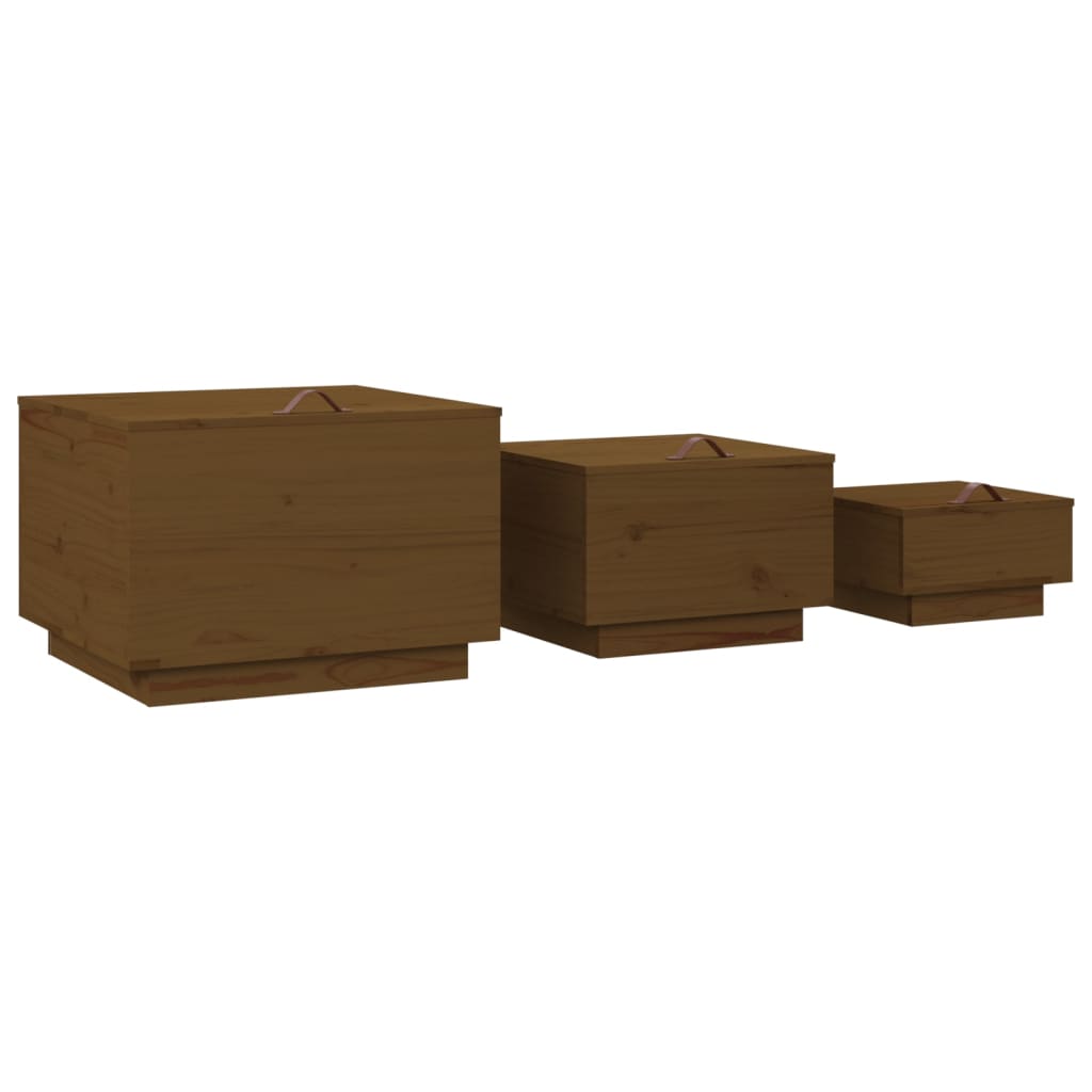 Opbergboxen met deksels 3 st massief grenenhout honingbruin Opbergkasten & lockerkasten | Creëer jouw Trendy Thuis | Gratis bezorgd & Retour | Trendy.nl