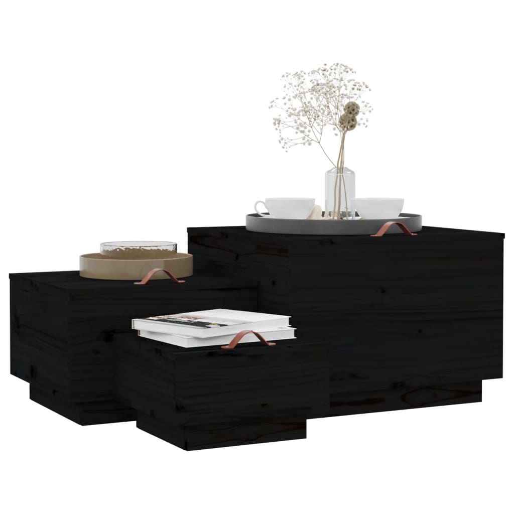 Opbergboxen met deksels 3 st massief grenenhout zwart Opbergkasten & lockerkasten | Creëer jouw Trendy Thuis | Gratis bezorgd & Retour | Trendy.nl