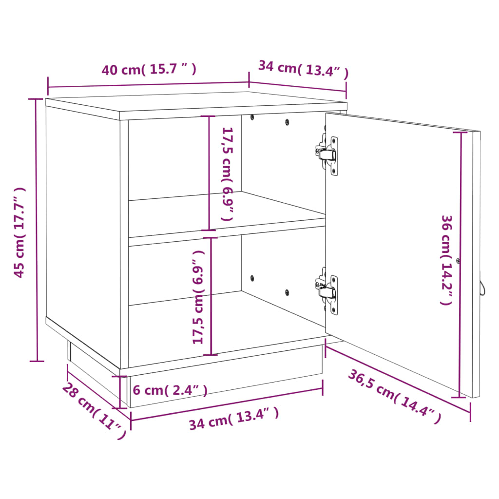 Nachtkastjes 2 st 40x34x45 cm massief grenenhout wit Nachtkastjes | Creëer jouw Trendy Thuis | Gratis bezorgd & Retour | Trendy.nl